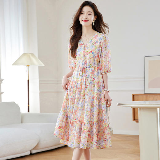 【预售3天】PY 超仙法式碎花V领中袖连衣裙 &2760 商品图0