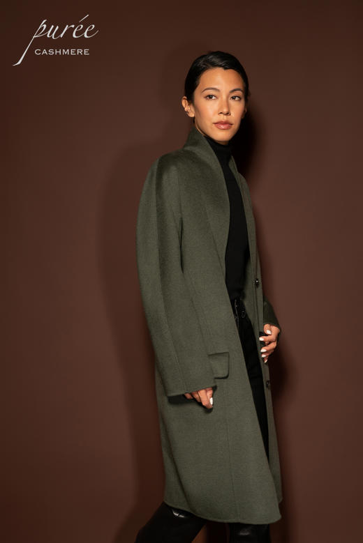 #0929「INVISIBLE LAPEL COAT」85% WOOL 15% CASHMERE 弧形领隐形前扣大衣 商品图2