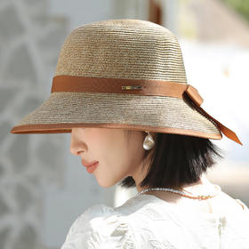 春夏蝴蝶结大檐草帽防晒休闲简约渔夫帽日系优雅遮阳帽A5-1-M2997