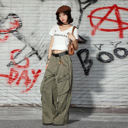 荒诞V领美式正肩T恤门店同款纪念日百货163595934 商品图3