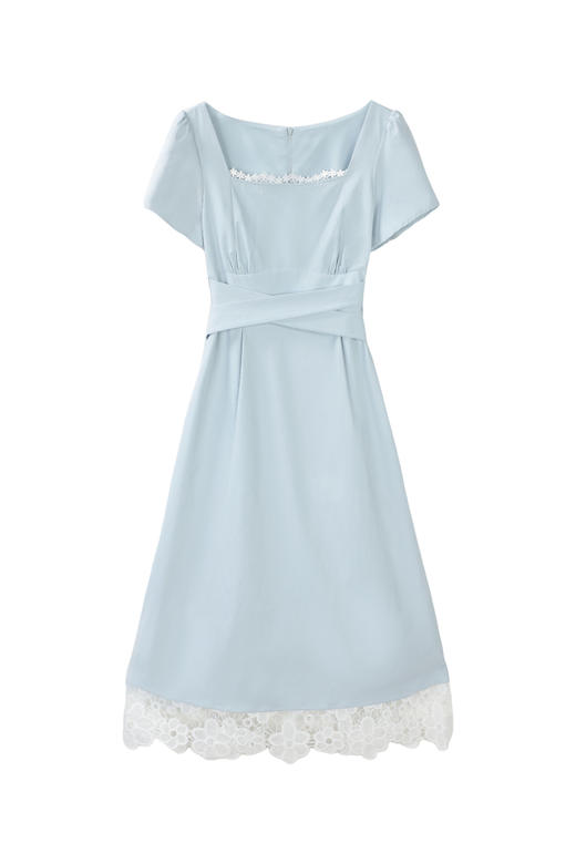 【65折秒杀】鹿向南「蔚蓝海岸」夏日海盐法式气质女夏季收腰拼接蕾丝连衣裙子DYL661816 商品图2