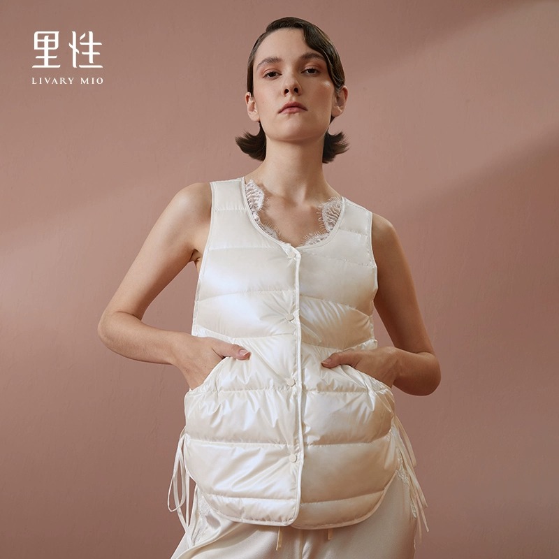 里性 LIVARY MIO 丝暖 法式时尚保暖背心女羽绒背心马甲