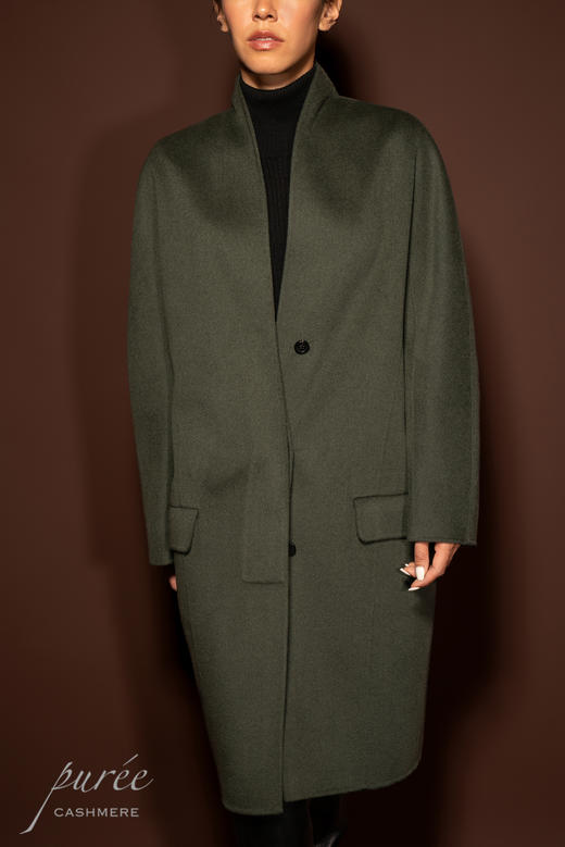 #0929「INVISIBLE LAPEL COAT」85% WOOL 15% CASHMERE 弧形领隐形前扣大衣 商品图4