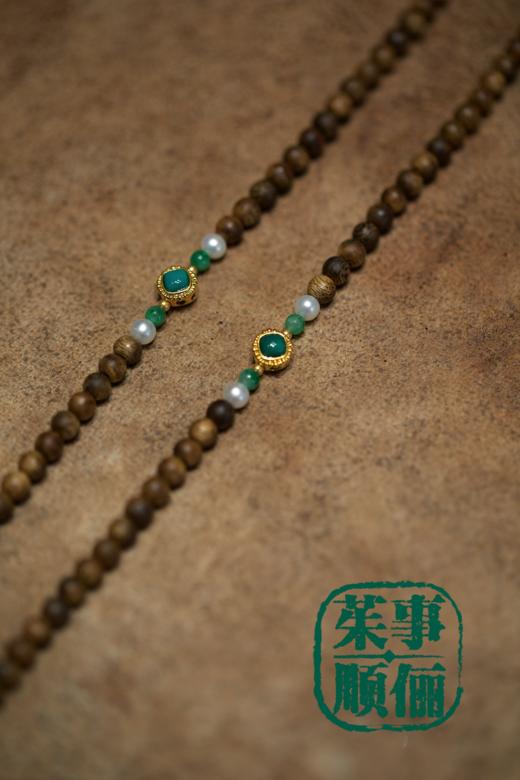 【茱事顺俪】18k金沉香翡翠珍珠项链 商品图1