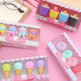 卡通甜点橡皮擦盒装可爱学生儿童奖品礼物绘画橡皮学习文具橡皮擦