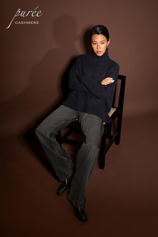 #1969「CASHMERE COCOON SWEATER」 100% CASHMERE 羊绒高口领茧形厚毛衣 商品图4