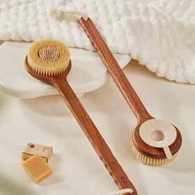 初心 SPA感长柄浴刷乌檀木猪鬃毛长柄软毛洗浴按摩刷