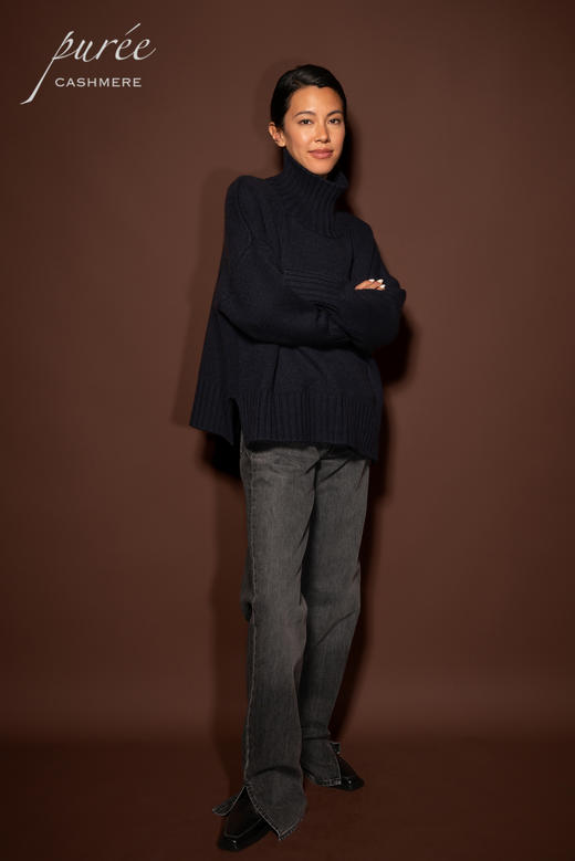 #1969「CASHMERE COCOON SWEATER」 100% CASHMERE 羊绒高口领茧形厚毛衣 商品图3