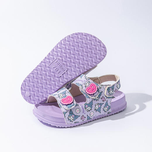 【有颜有趣，呆萌形象，好看好穿】三丽鸥夏季新款 卡通魔术扣凉鞋 女童沙滩一字凉拖鞋 中童库洛米鞋子-QA 商品图3