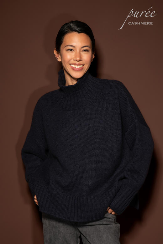 #1969「CASHMERE COCOON SWEATER」 100% CASHMERE 羊绒高口领茧形厚毛衣 商品图2