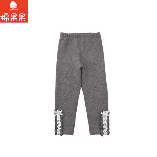 棉果果秋季新品女童岩灰色复合绒打底裤M322206425441 商品图0