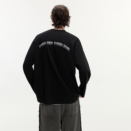 YKYB黄子韬长袖T恤简约百搭宽松圆领印花上衣Y53NCT001 商品图2