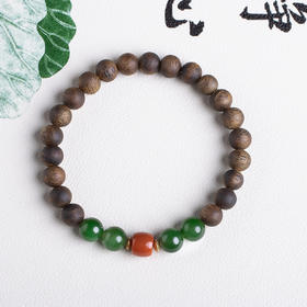 xy0438沉香+南红碧玉素雅手串