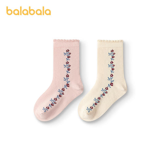 【商场同款】巴拉巴拉女童袜子秋新品儿童提花袜不勒脚甜美两双装 商品图4