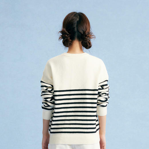 笛莎Deesha青少年女童毛衫2025秋季女童条纹圆领套头毛衣 商品图4
