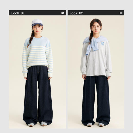 笛莎Deesha青少年女童裤子2025秋季女童阔腿牛仔裤 商品图2