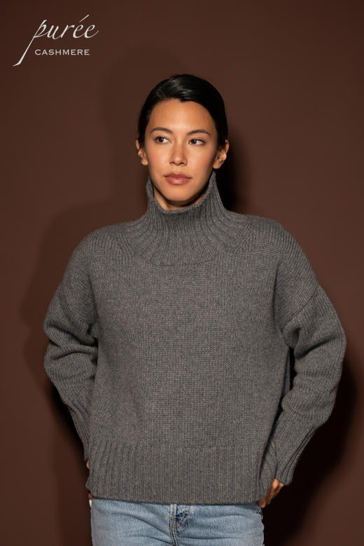 #1969「CASHMERE COCOON SWEATER」 100% CASHMERE 羊绒高口领茧形厚毛衣 商品图4