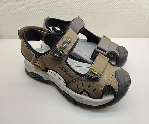 豪行2024年夏季14262503真皮包头男士凉鞋粘扣超轻防滑鞋底运动鞋 商品图3