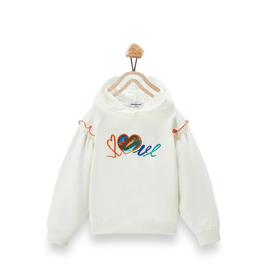 【辛巴娜娜】simbanana儿童洋气带帽小宝宝纯色字母珠片上衣女 商品图0