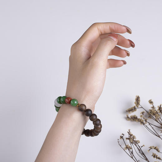 xy0439沉香+白玉碧玉国风手串 商品图8