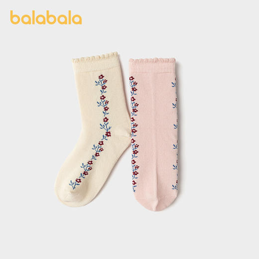 【商场同款】巴拉巴拉女童袜子秋新品儿童提花袜不勒脚甜美两双装 商品图2