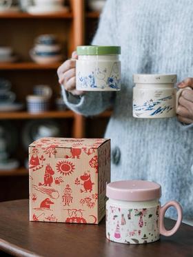 姆明复古实用陶瓷花茶杯【带盖带茶漏】