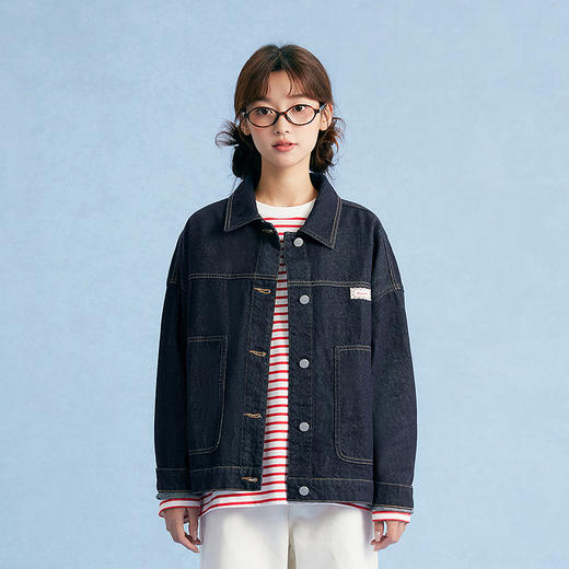 笛莎Deesha青少年女童外套2025秋季女童原色水洗牛仔外套 商品图0