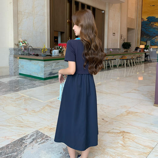 奢姿大码女装2026夏季减龄印花设计拼接裙子胖妹妹时尚休闲连衣裙9952803444 商品图3