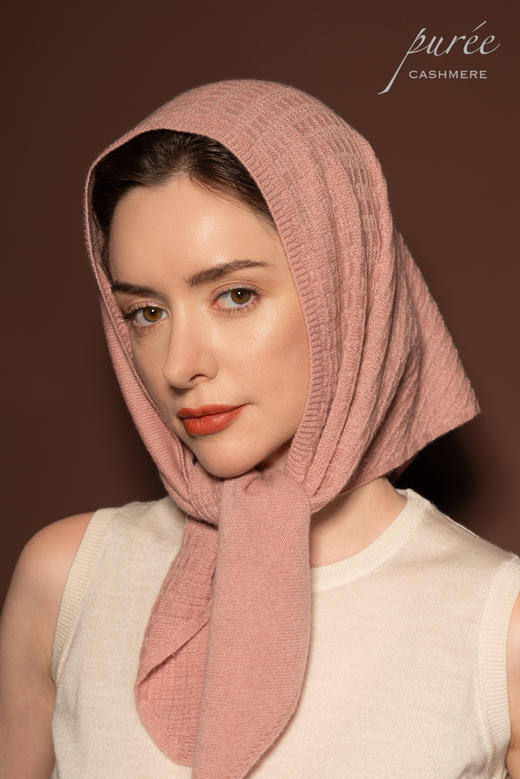 #1951 「CASHMERE BANDANA」 100% CASHMERE  羊绒华夫格三角巾 商品图1