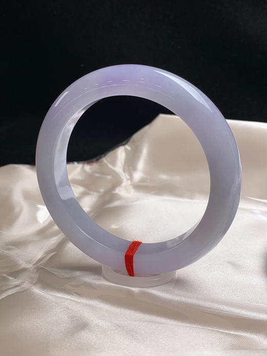 620476，61圈口，糯冰飘紫正圈平安镯，淡紫底飘紫罗兰色，种老水足 商品图2