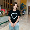 奢姿大码女装2025夏季新款时尚爱心图案下摆蕾丝拼接设计减龄T恤9952121637 商品缩略图1