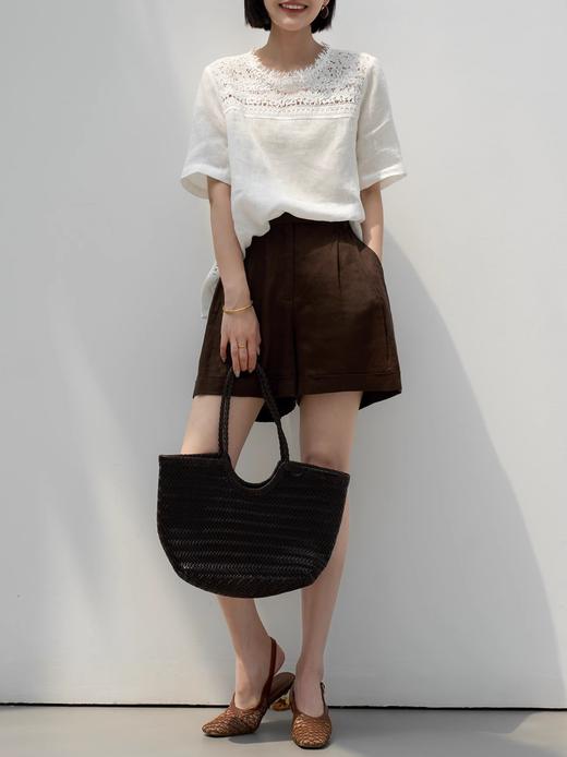 一梦浮生重工蕾丝亚麻天丝半袖睫毛蕾丝上衣 商品图10