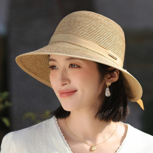 春夏蝴蝶结大檐草帽防晒休闲简约渔夫帽日系优雅遮阳帽A5-1-M2997 商品图6
