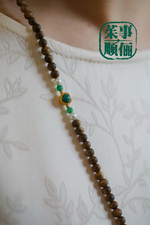 【茱事顺俪】18k金沉香翡翠珍珠项链 商品图3