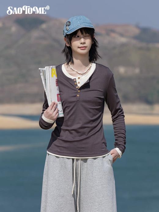 早乙女惠子saotome/STMCX252278/薄款长袖打底亨利衫 商品图1