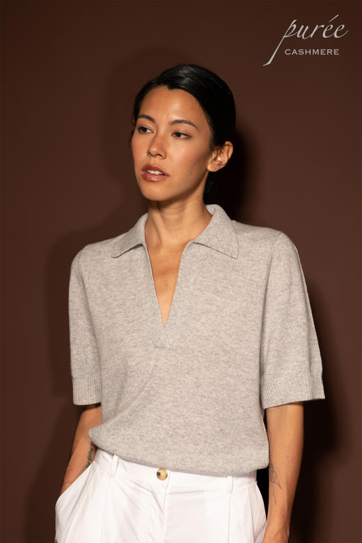 #1975「POLO SHORT SLEEVE」 100% CASHMERE 羊绒POLO领短袖 商品图1