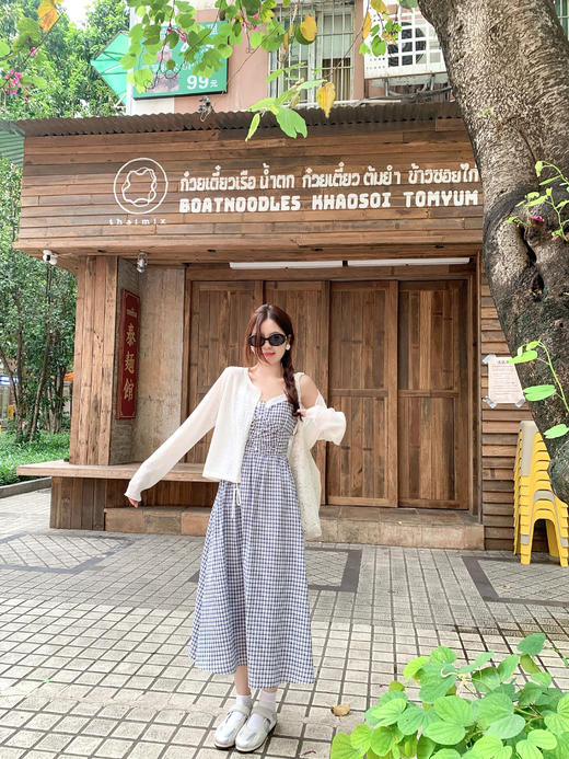 【折后再享2件88折】微信打折价！格纹蕾丝吊带连衣裙 日常209.99/件 立减100 秒杀109.99/件！！ 商品图5