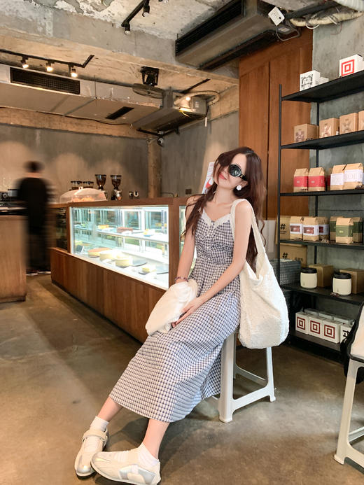 【折后再享2件88折】微信打折价！格纹蕾丝吊带连衣裙 日常209.99/件 立减100 秒杀109.99/件！！ 商品图6