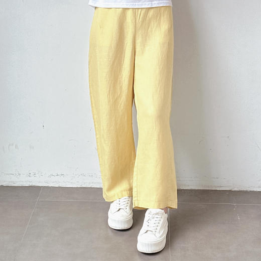 高级亚麻雾霾蓝直筒休闲裤 商品图5