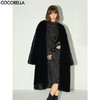 COCOBELLA仿貂绒横排工艺环保皮草外套长款保暖大衣FU3006-2 商品缩略图0