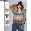 【限时秒杀】COCOBELLA[赤霞橘光]重工打揽手绘彩虹条纹通勤衬衫SR7032 商品缩略图0