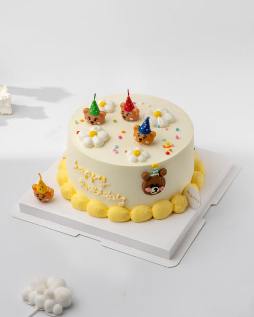 可爱熊头蜡烛生日蛋糕（百分百进口动物奶油） 商品图1
