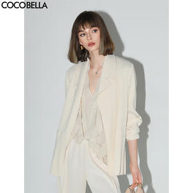 【秒杀】COCOBELLA重工压褶垂感开叉西装女夏气质通勤休闲舒适外套SI531C
