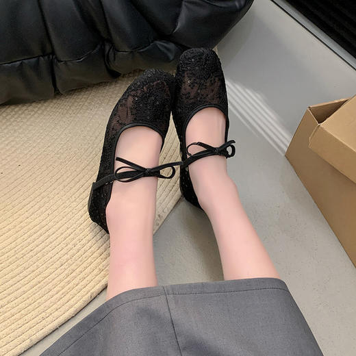 【YW】无忧购法式白色网纱绣花平底单鞋女新款春夏仙女风配裙子温柔风玛丽珍鞋1212（截单后3-5天发货） 商品图7