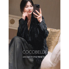 COCOBELLA新中式竹叶拓印压褶丝绒西装女国风盘扣外套SI3007B