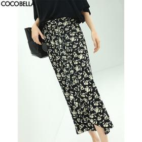 COCOBELLA设计感抽褶碎花半身裙女遮胯半裙裹身裙筒裙HS513