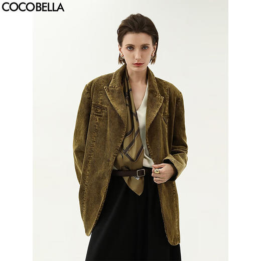 COCOBELLA环保水洗灯芯绒西装女25春老钱风休闲外套SI7025 商品图0