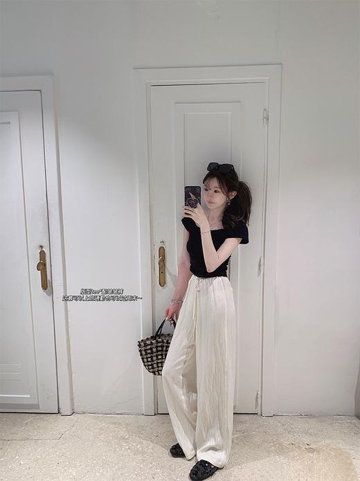 金蘑菇菇 呼吸感慵懒 天丝皱皱裤/夏日半永久 垂感天丝拖地休闲裤 商品图2