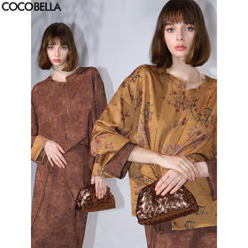 COCOBELLA仿香云纱双面穿提花缎衬衫两面穿新中式上衣TS3015