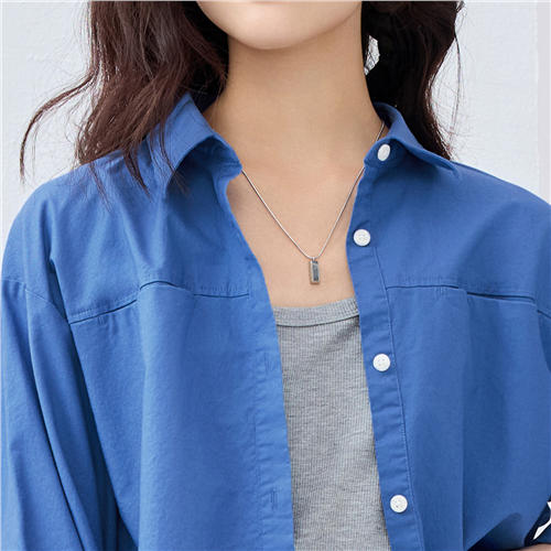 佐丹奴女装25年新款蔚蓝经典系列时尚短款长袖衬衫05345001 商品图4